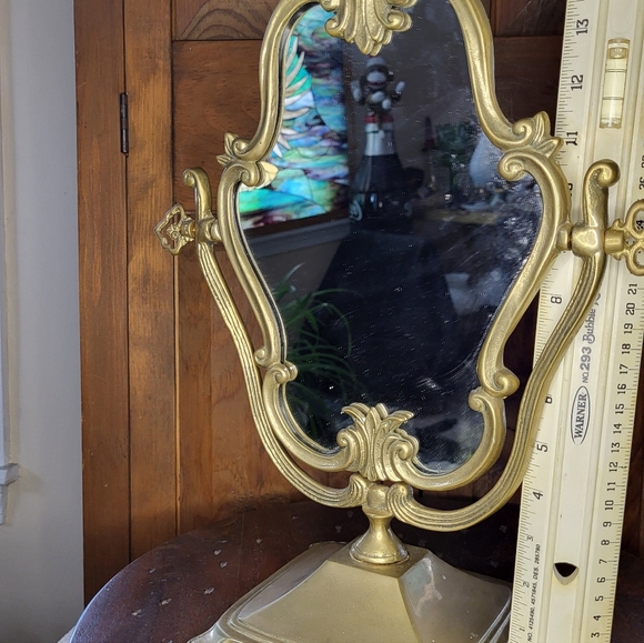 Vintage Brass Ornate Vanity Mirror - Picture 15 of 15